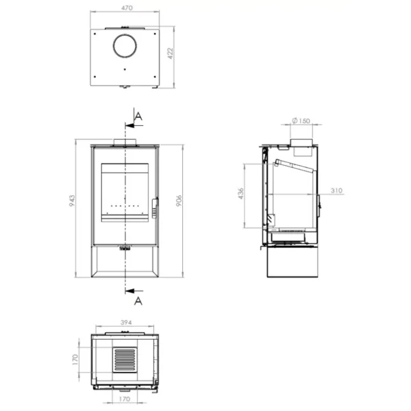 Poêle à bois Aicardo - 7,5 Kw – Image 4