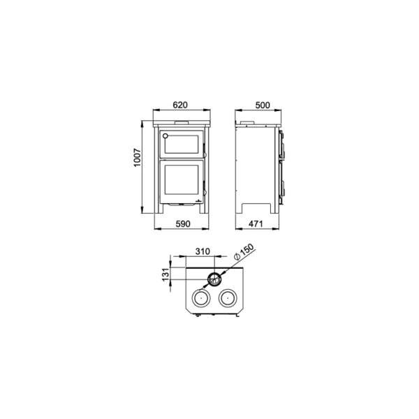 Poêle à bois avec four et plaque de cuisson Pramoda - 9 Kw – Image 2