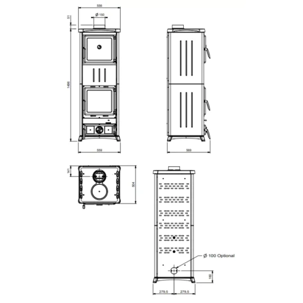 Poêle à bois avec four Nova Forno - 11,8 Kw – Image 5