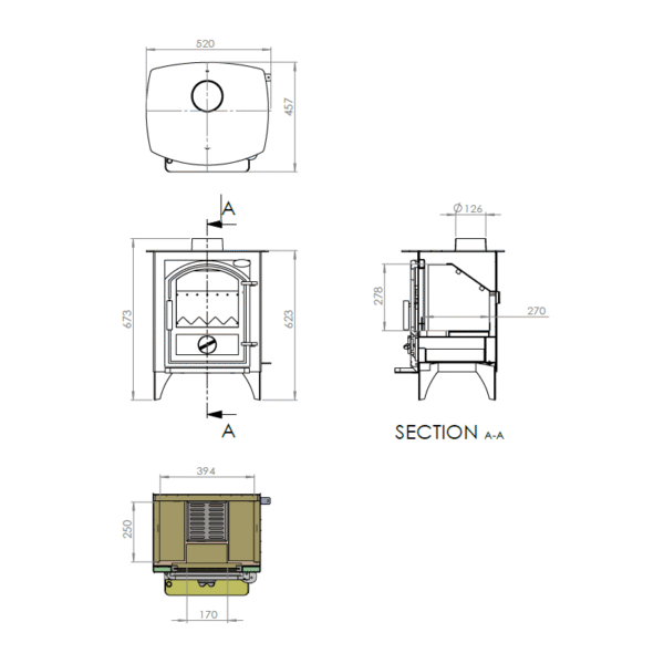 Poêle à bois Cottio - 7,5 Kw – Image 3