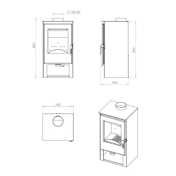 Poêle à bois Stephania - 7,5 Kw – Image 4