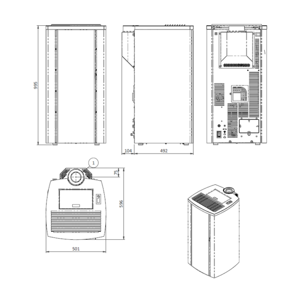 Poêle à granulés étanche (sortie dessus concentrique) Cristallo Silenzio Up - 9,2 Kw – Image 5